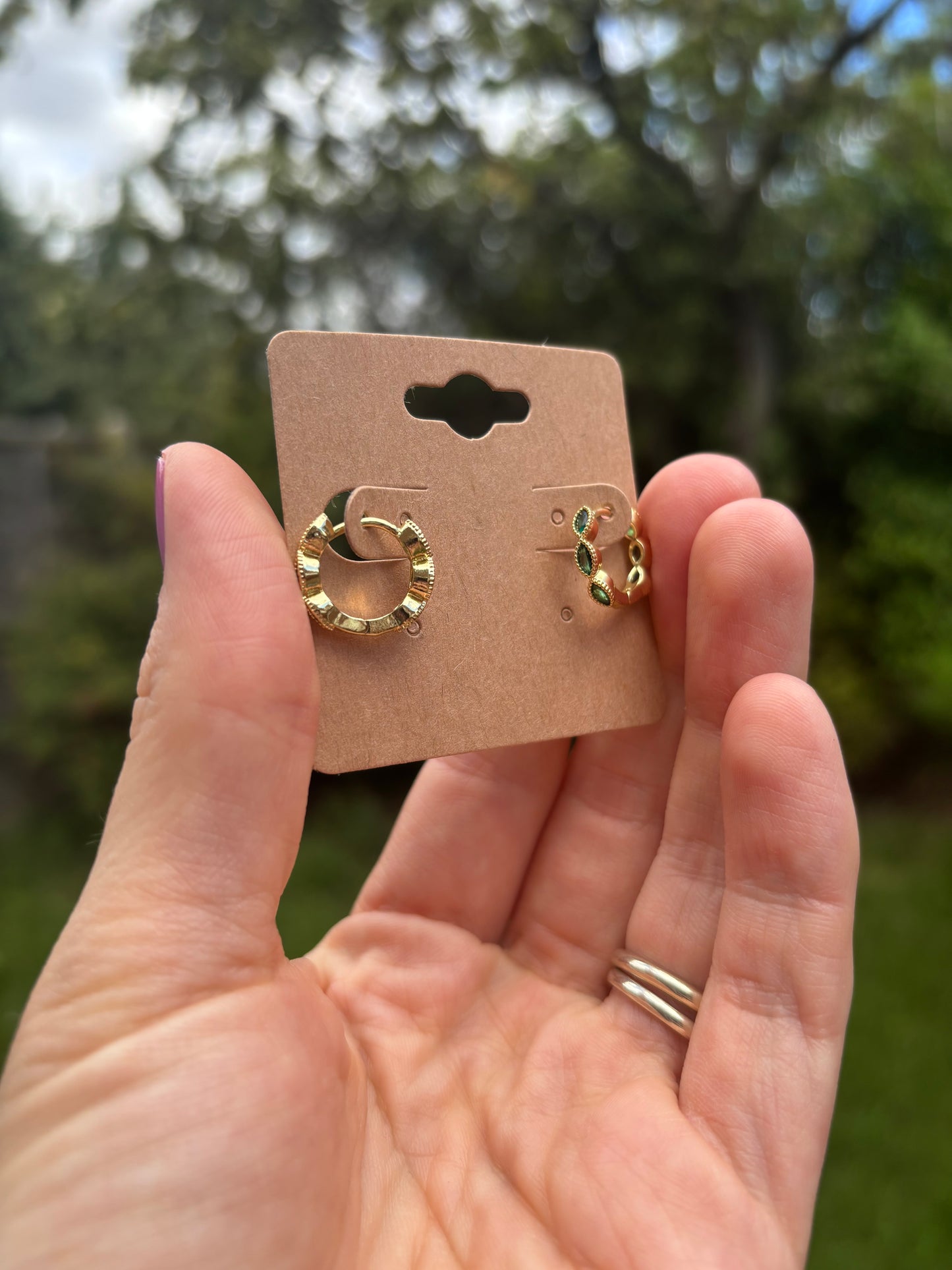 18k gold plated brass green micro huggies