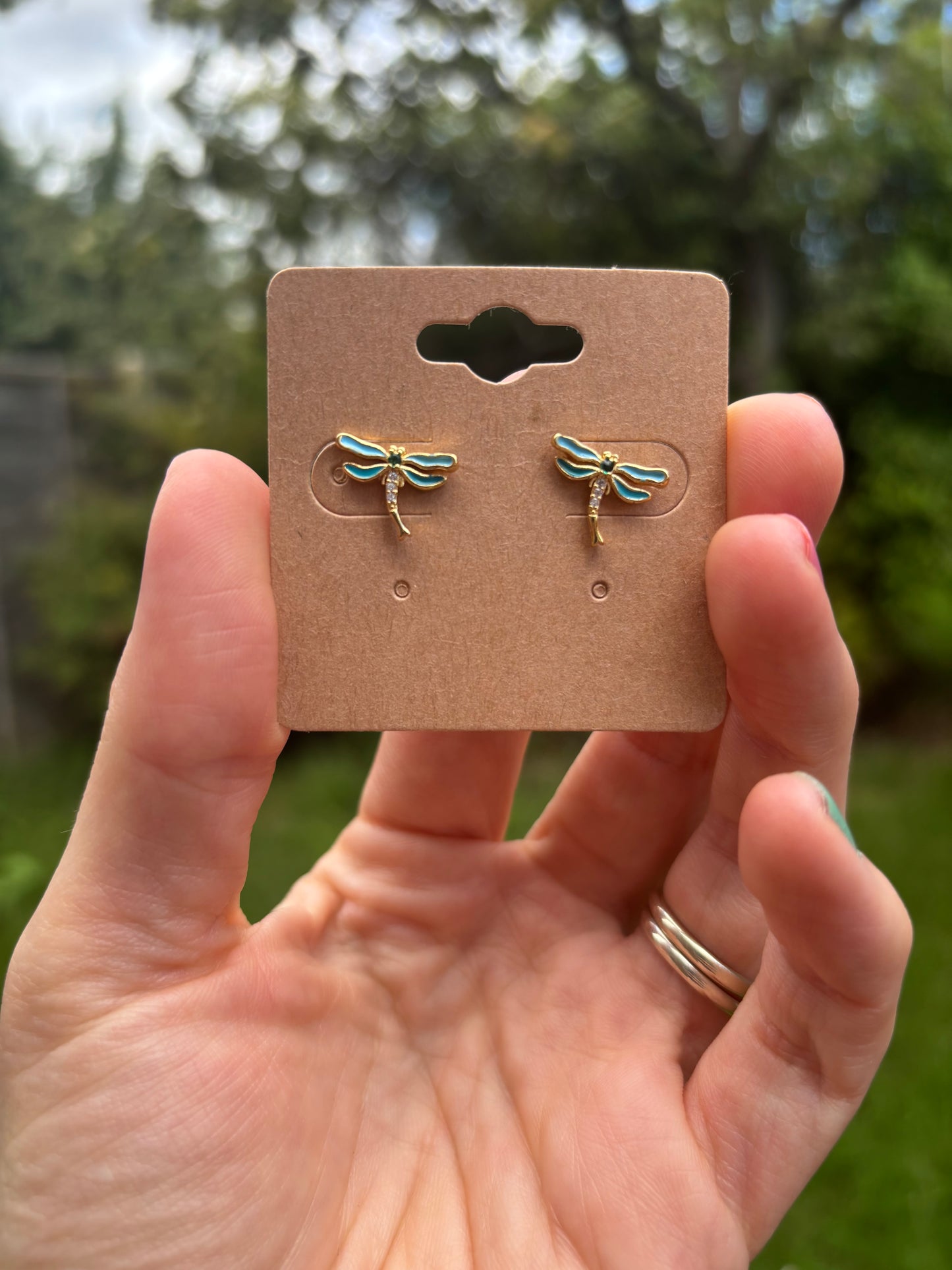 Dragonfly stud earrings - 18K gold plated