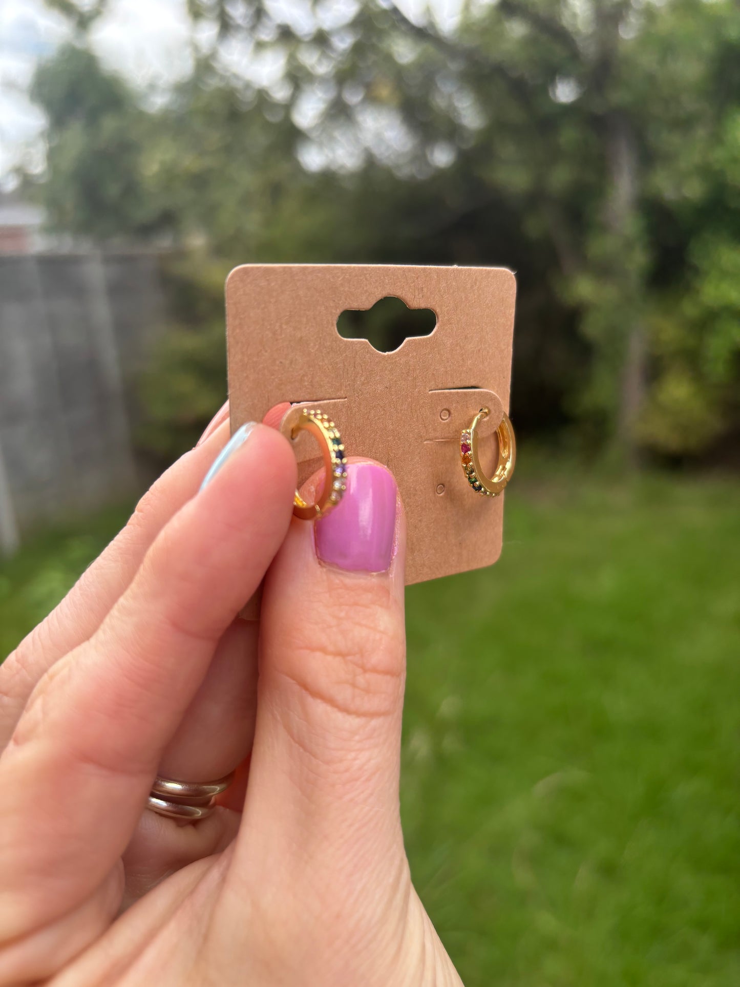 18k gold/platinum plated micro huggies with cubic zirconia