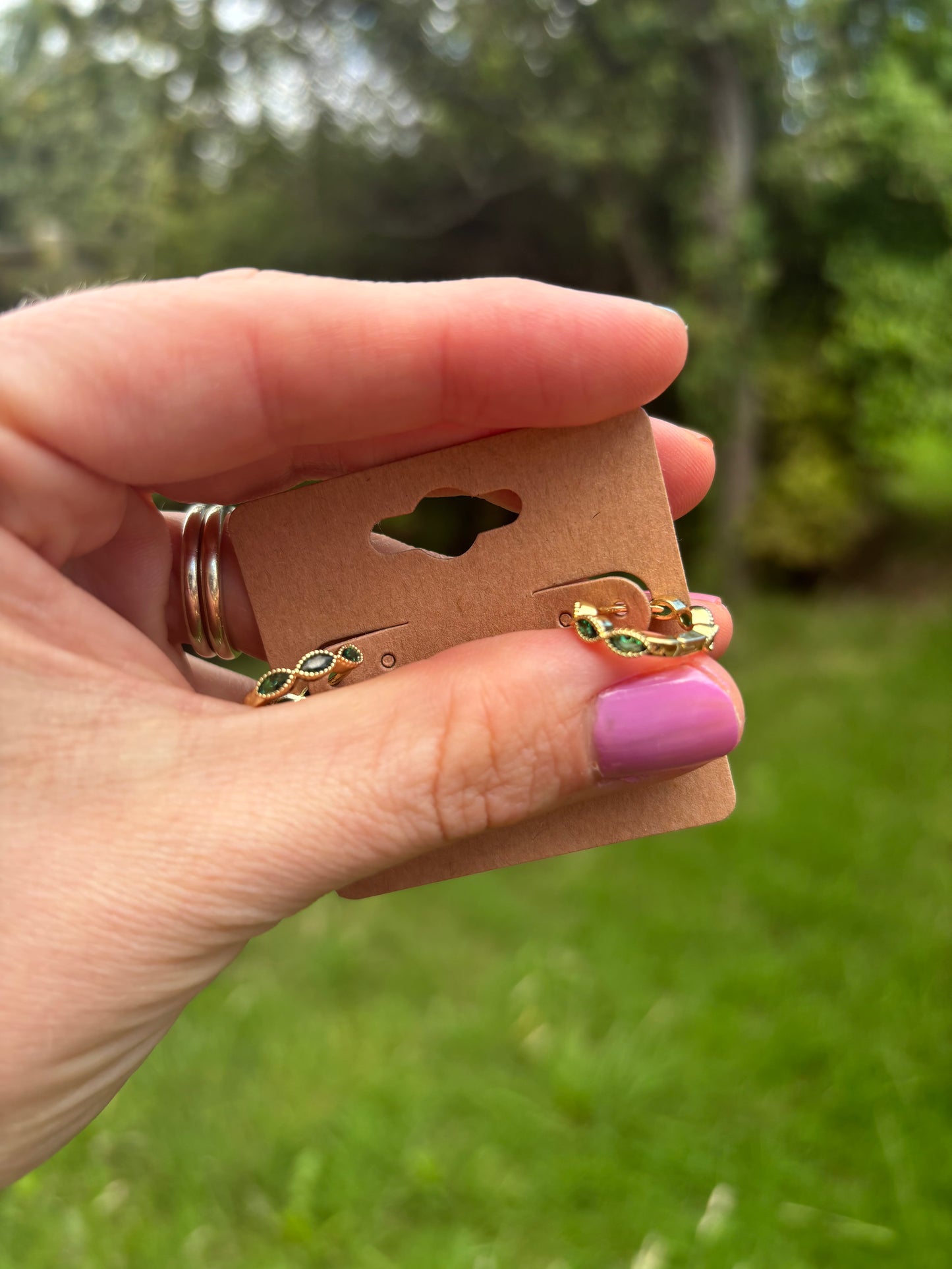 18k gold plated brass green micro huggies