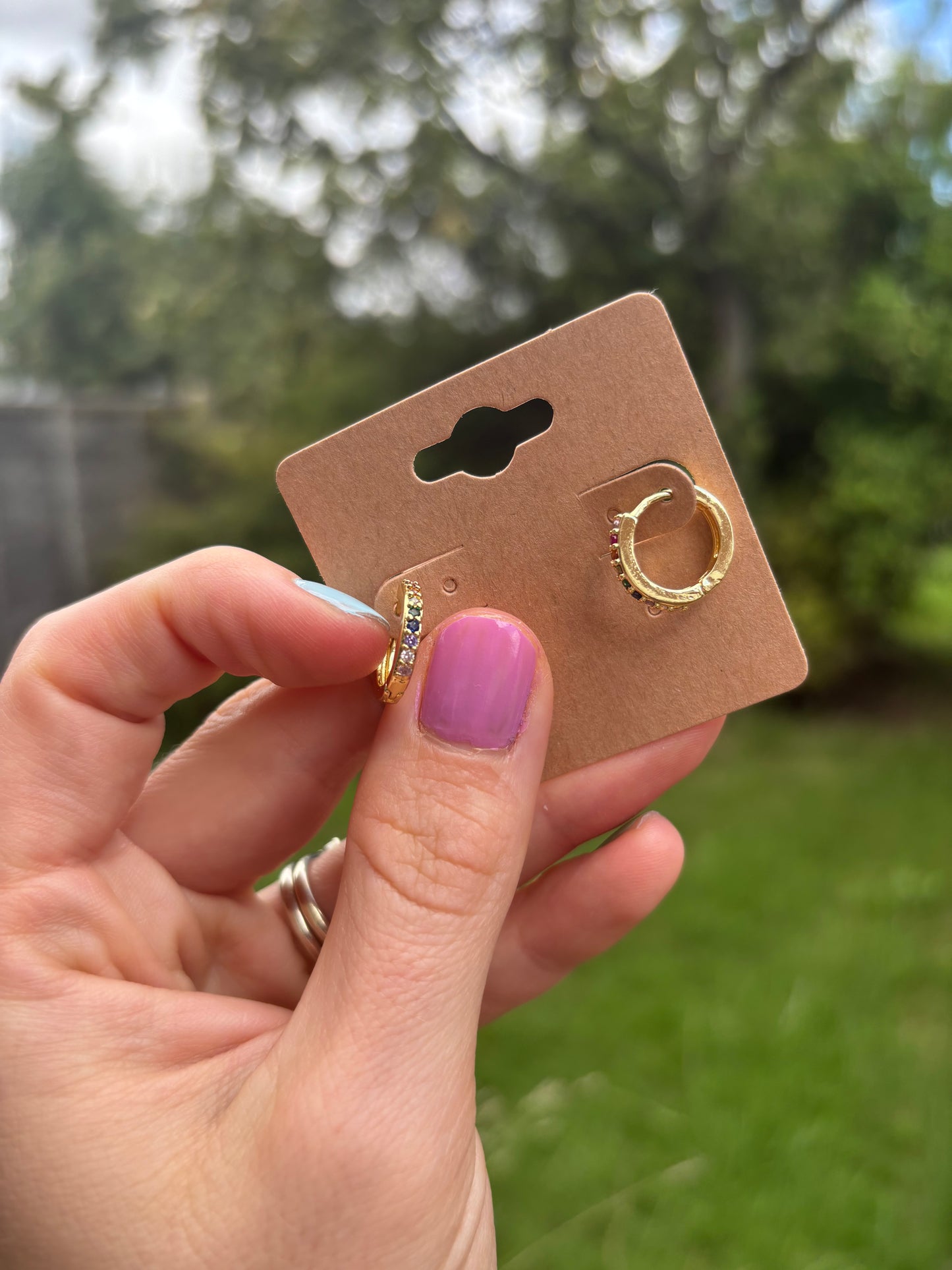 18k gold/platinum plated micro huggies with cubic zirconia