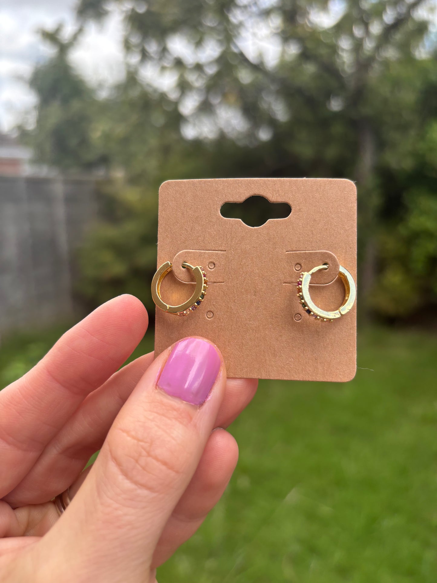 18k gold/platinum plated micro huggies with cubic zirconia