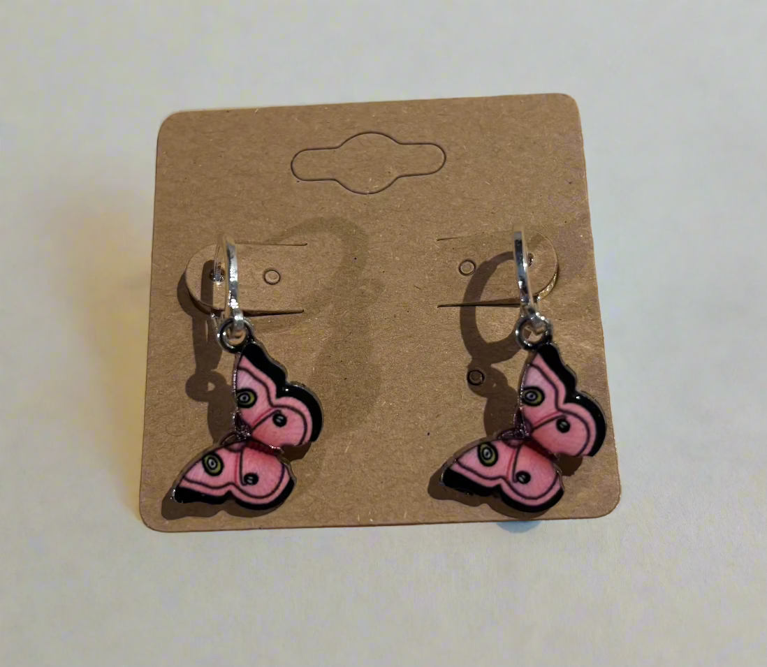 Light pink butterfly earrings