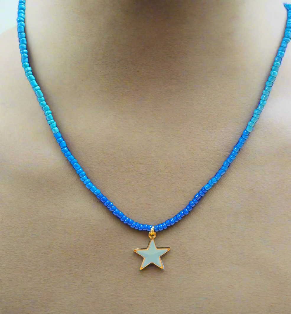 Girls blue star necklace