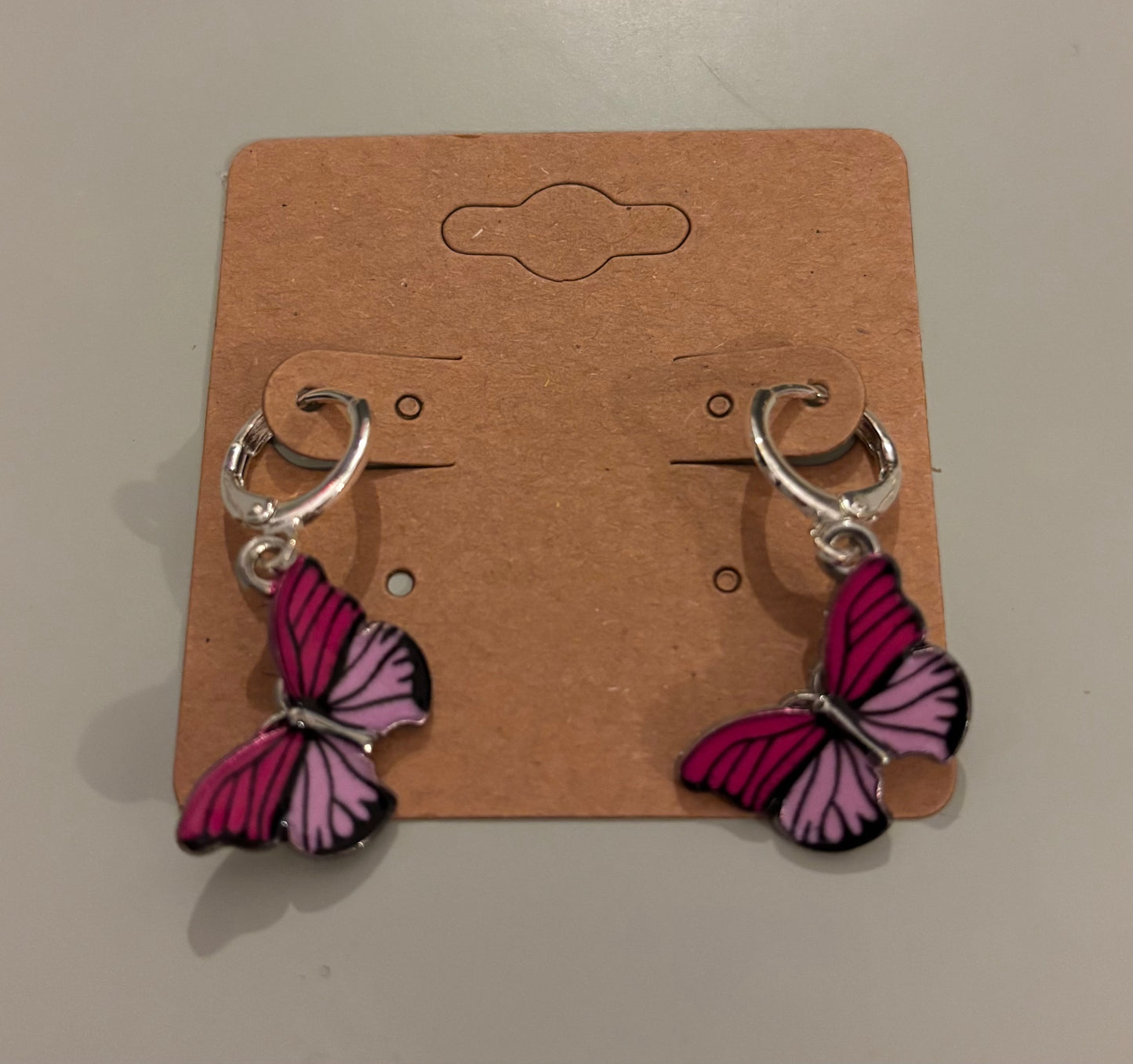 Pink butterfly earrings