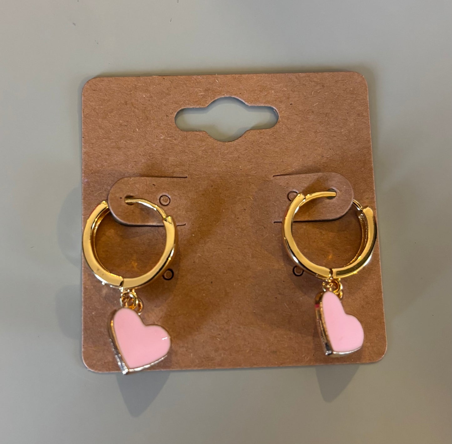 Pink heart earrings