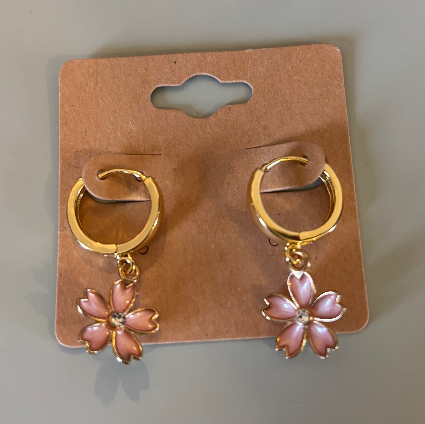 Pink flower earrings