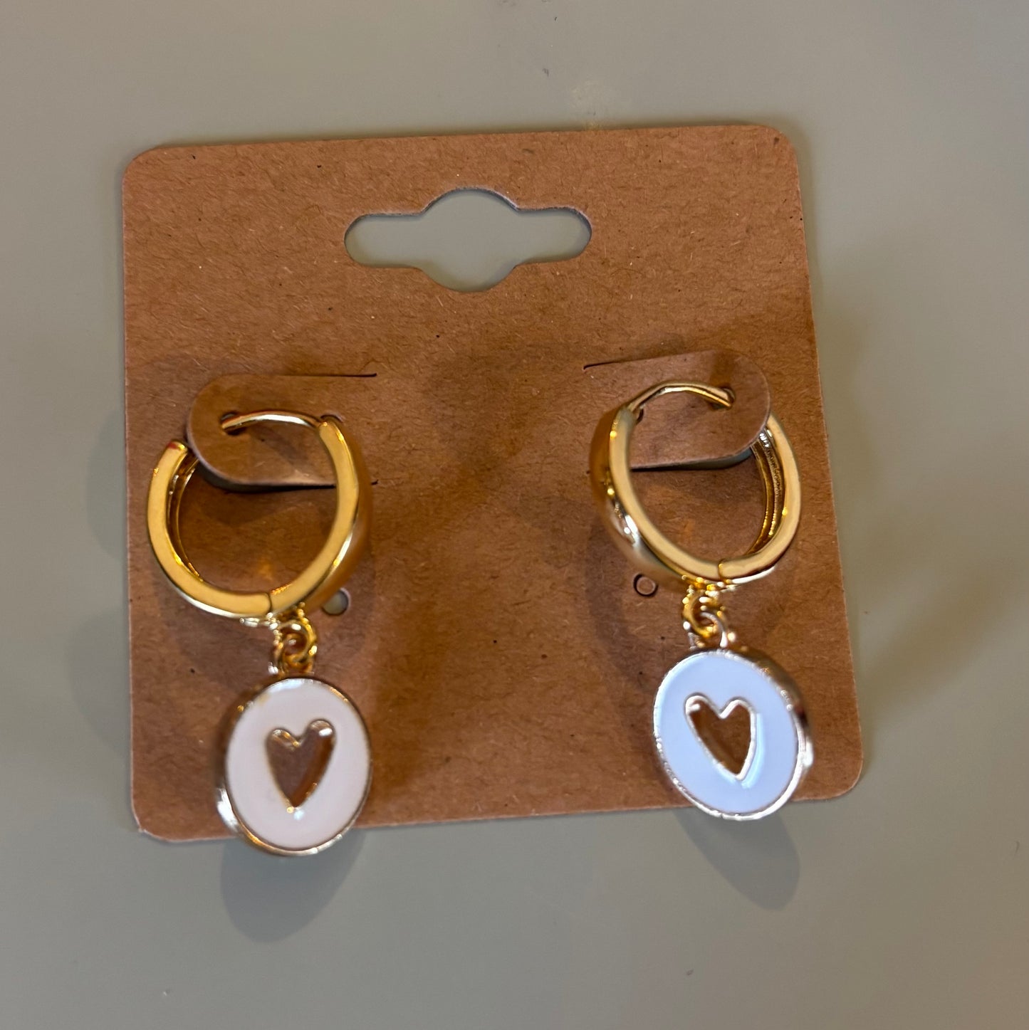 White heart earrings