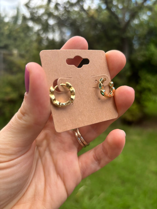 18k gold plated brass green micro huggies