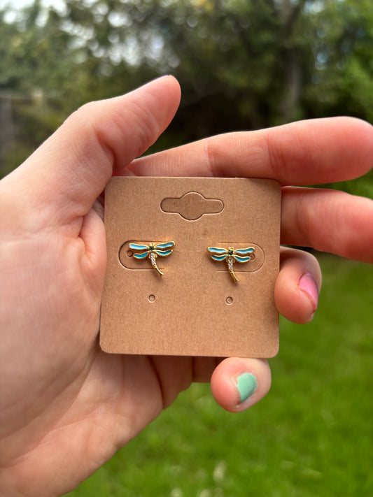 Dragonfly stud earrings - 18K gold plated