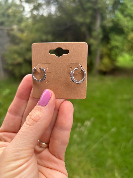 18k gold/platinum plated micro huggies with cubic zirconia