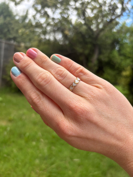 18k gold plated stainless steel white heart ring