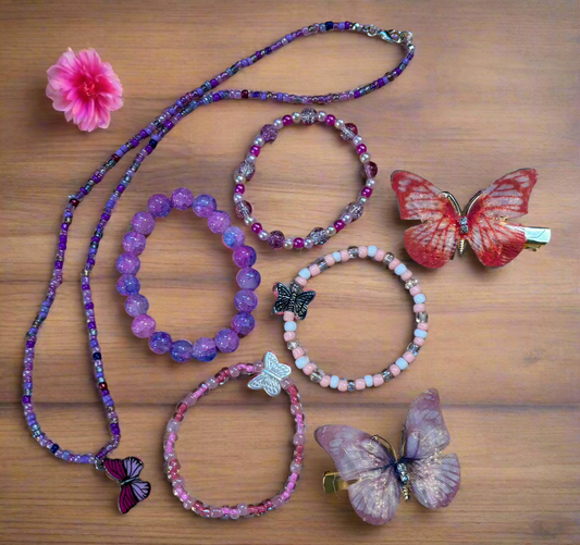 Girls butterfly themed jewellery set
