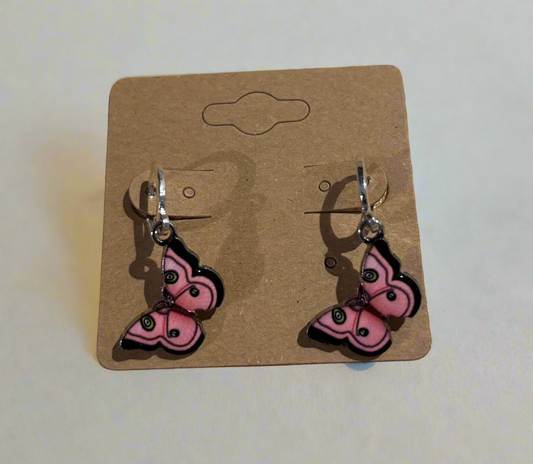 Light pink butterfly earrings