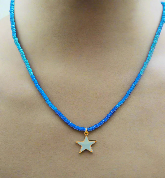 Girls blue star necklace