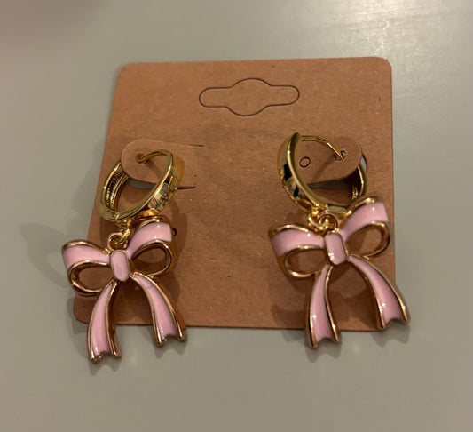Pink bow earrings