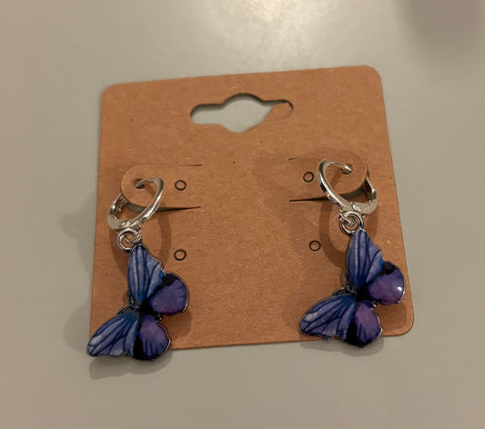 Purple butterfly earrings