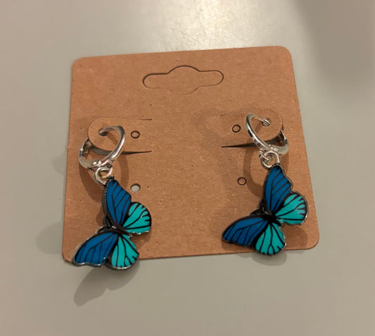 Blue butterfly earrings