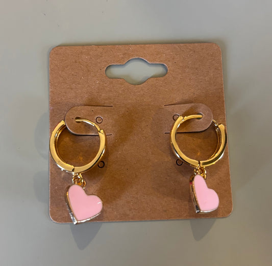 Pink heart earrings