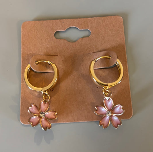 Pink flower earrings