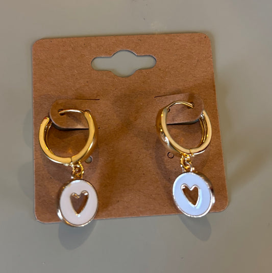 White heart earrings